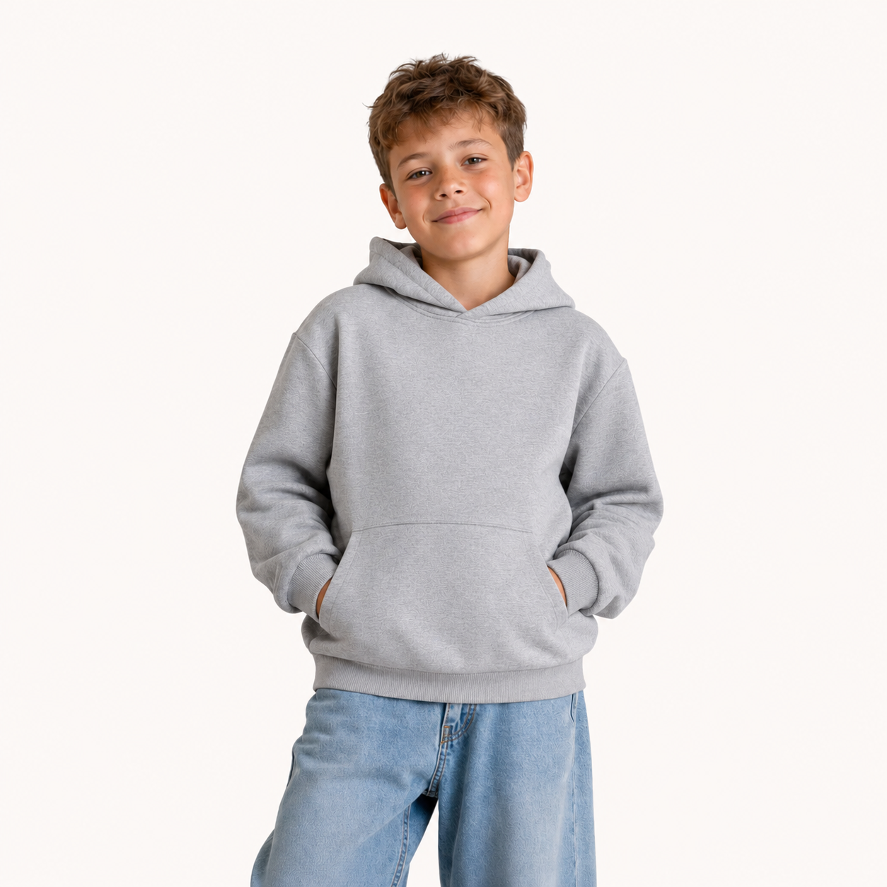 Jongens Basic Hoodie | Lichtgrijs