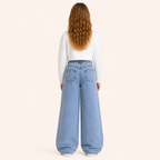 Stoere Denim met Hartjes - Wijde Spijkerbroek voor Meisjes