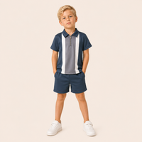 Jongens 2-delige zomerset met kleurblok polo en shorts