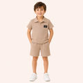 Casual & Stoer - 2-Delige Jongensset met Structuur Poloshirt & Short