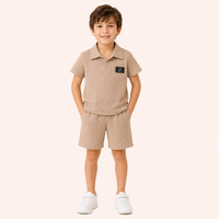 Jongens 2-delige zomerset met structuur polo en short