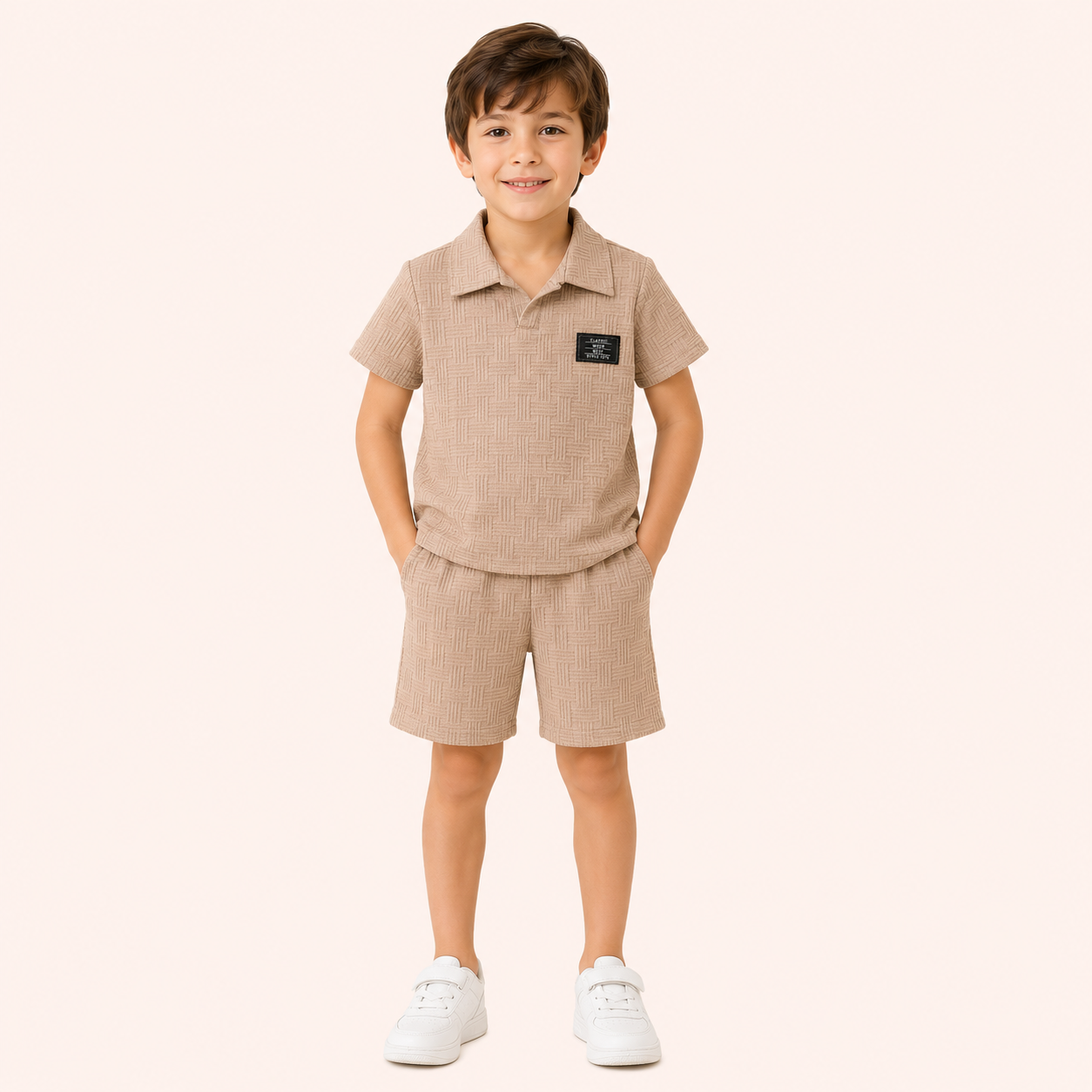 Casual & Stoer - 2-Delige Jongensset met Structuur Poloshirt & Short