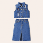 Denim Gilet met Rok Set voor Meisjes