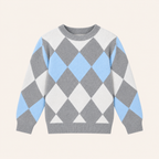 Jongens Trui met Ruitjes Jacquard | Ronde Hals