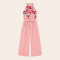 Meisjes Jumpsuit met Bloemenprint en Halternek