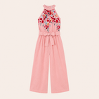 Meisjes Jumpsuit met Bloemenprint en Halternek