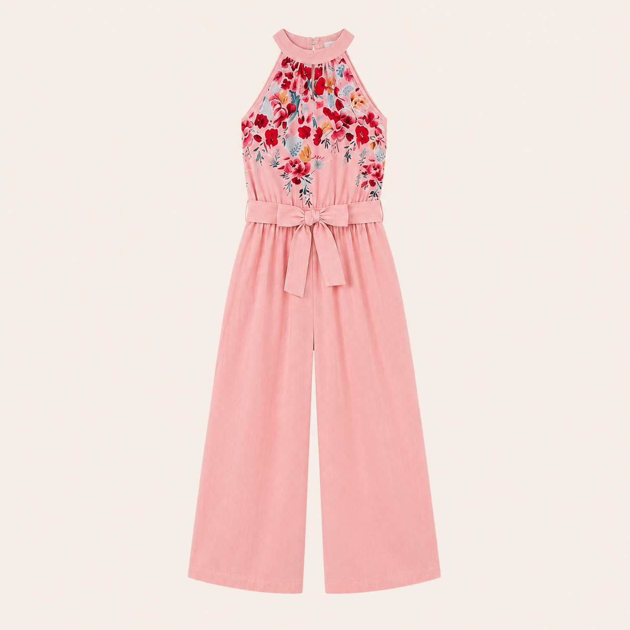 Meisjes Jumpsuit met Bloemenprint en Halternek