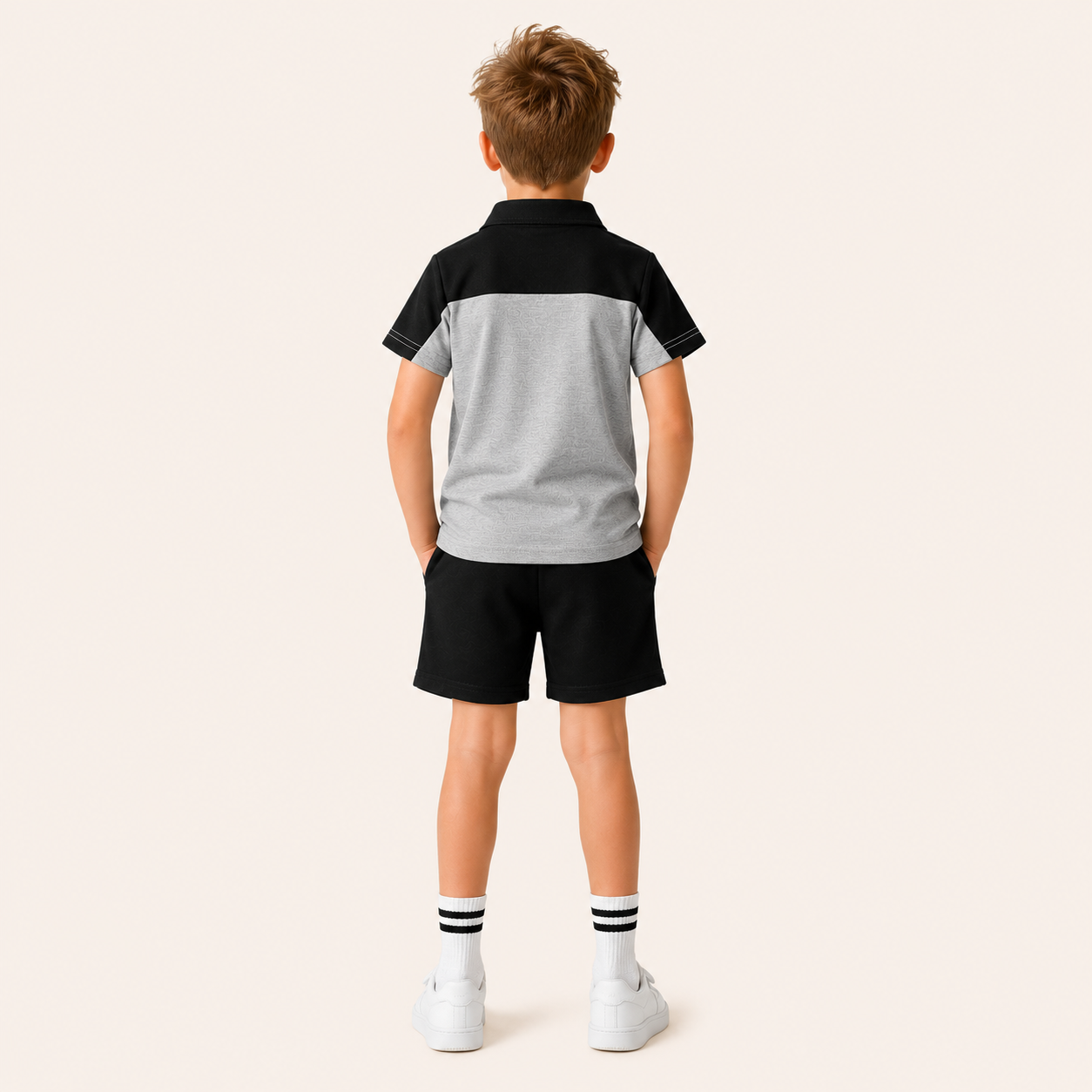 Stoer & Sportief - 2-Delige Jongensset met Kleurblok Polo Rits & Short