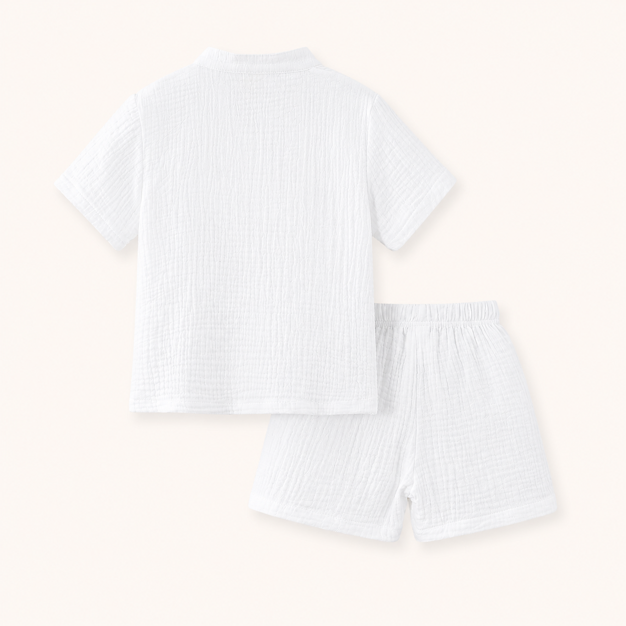 2-Delige Witte Jongensset met Mousseline Overhemd en Short