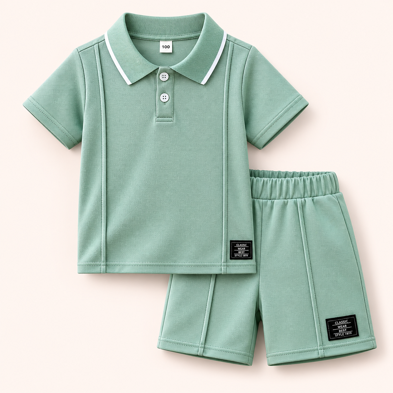 Klassiek & Speels - Mintgroen 2-Delig Jongensset met Poloshirt & Short