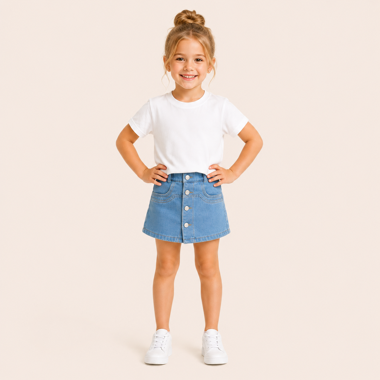 Stoere Denim Skort voor Meisjes - Rok-Short Combinatie