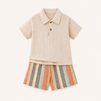 Zomerse Polo met Gestreepte Short - Set voor Jongens