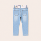 Meisjes Denim Jeans met Geprinte Sjaal Strik