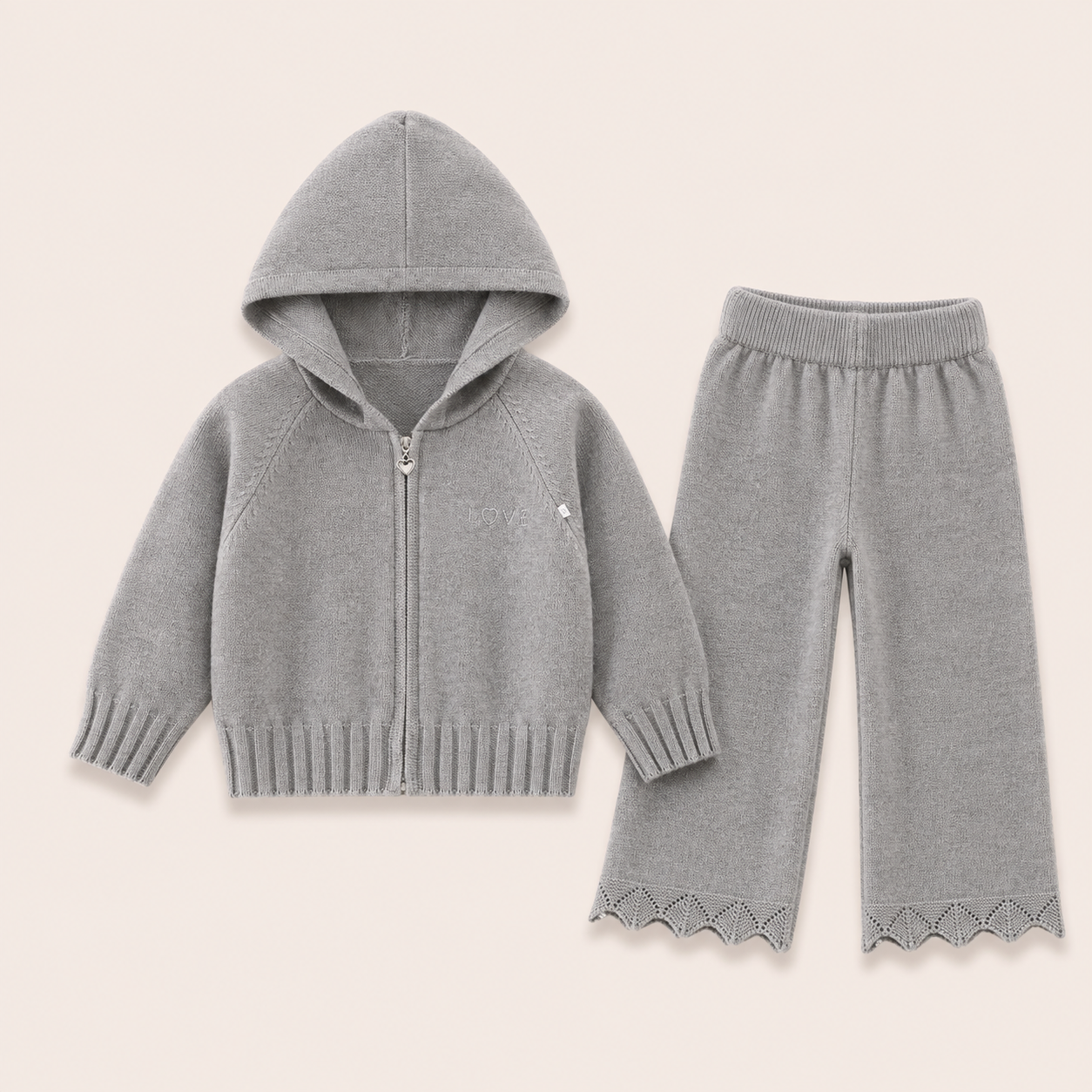 Meisjes Gebreide Trui-Set met Capuchon en Rits | 4 kleuren