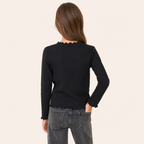 Meisjes Geribde Basic Top met Hartborduursel - Model achterkant