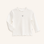 Meisjes Geribde Basic Top met Hartborduursel - Wit
