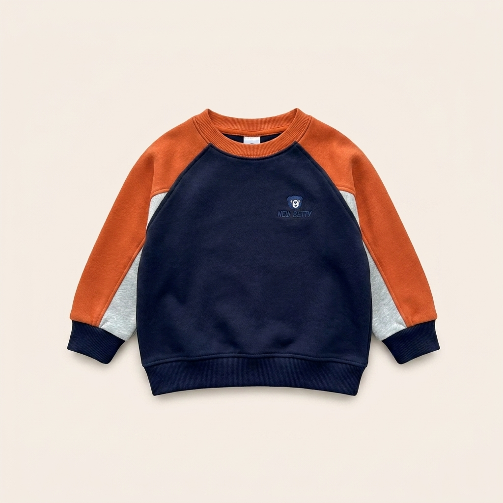 Jongens kleurblok sweater marineblauw - productfoto