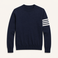Jongens Gestreepte Collegetrui Marineblauw packshot