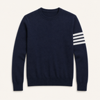 Jongens Gestreepte Collegetrui Marineblauw packshot