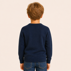Jongens Gestreepte Collegetrui Marineblauw model achterkant