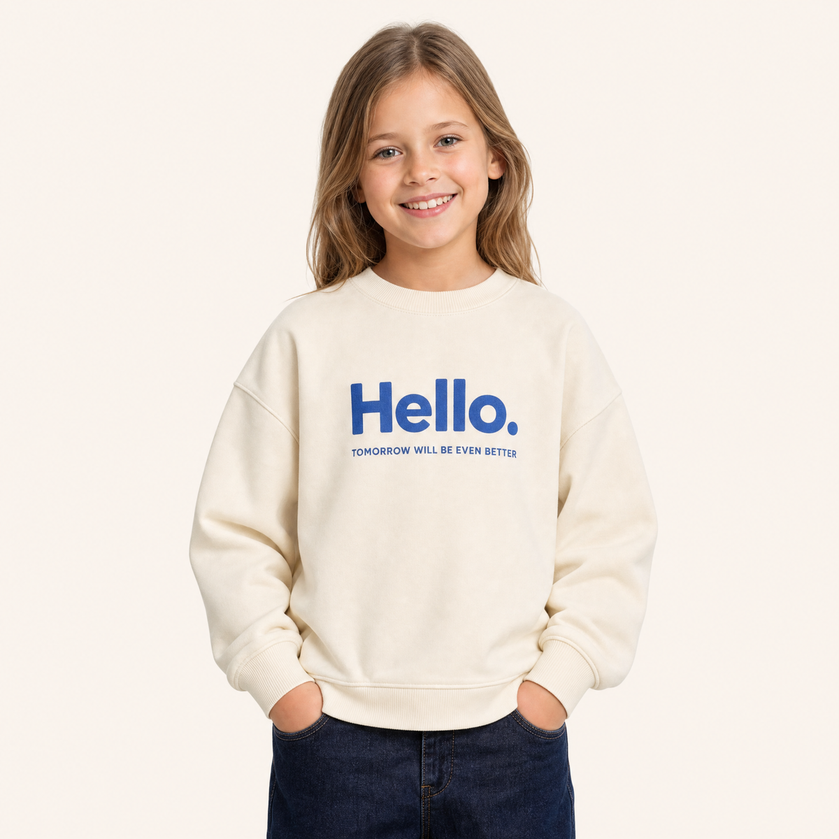 Meisjes Sweatshirt met Hello Print voorkant