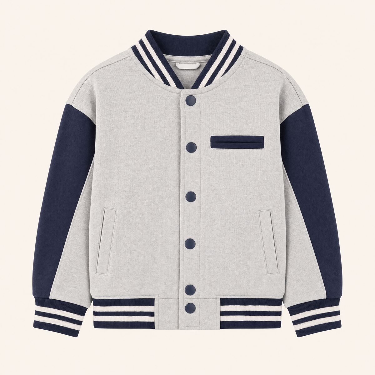 Jongens Baseballjack met Colorblock Details Lichtgrijs