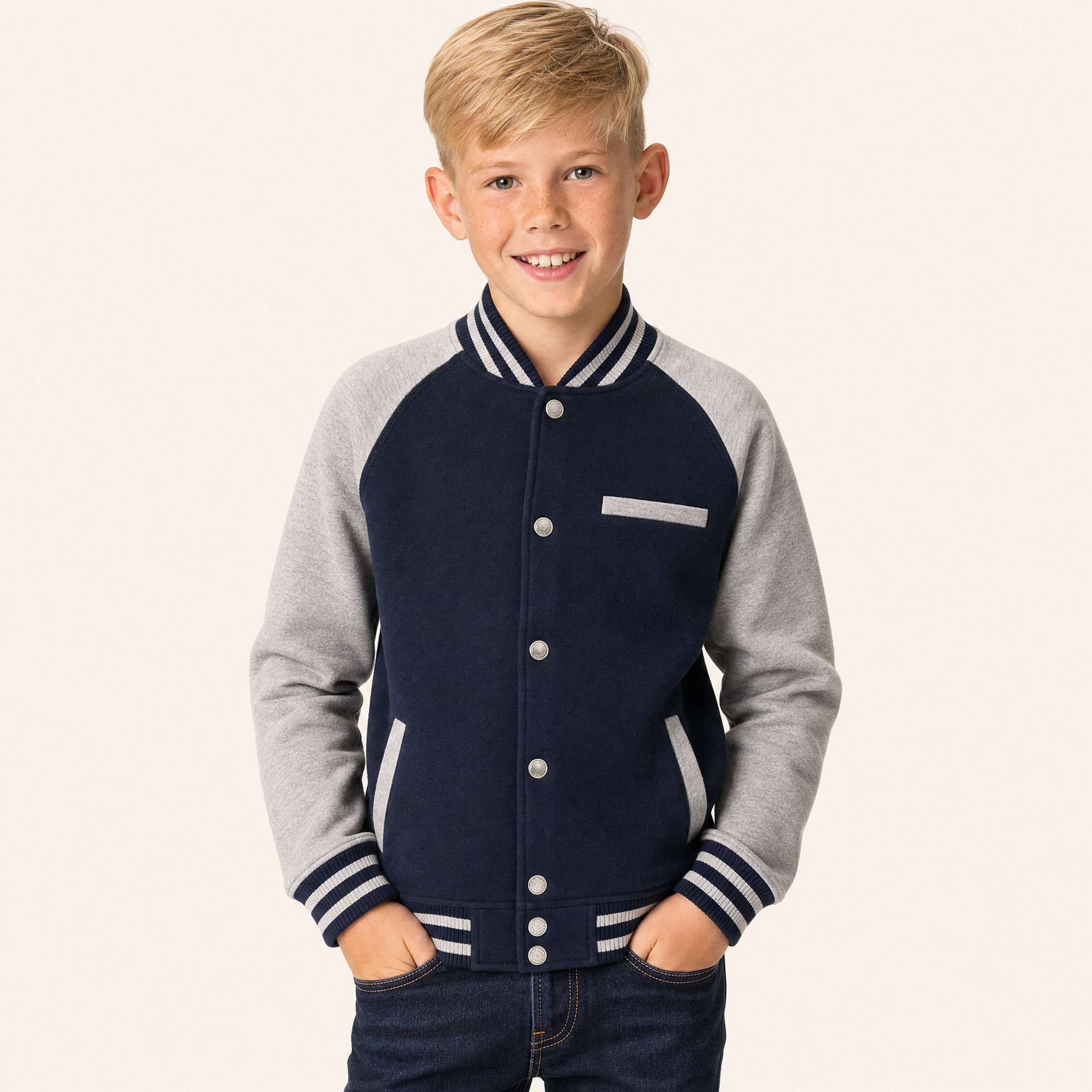Jongens Baseballjack met Colorblock Details voorkant