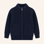 Jongens Ritsvest met Halfhoge Kraag Marineblauw