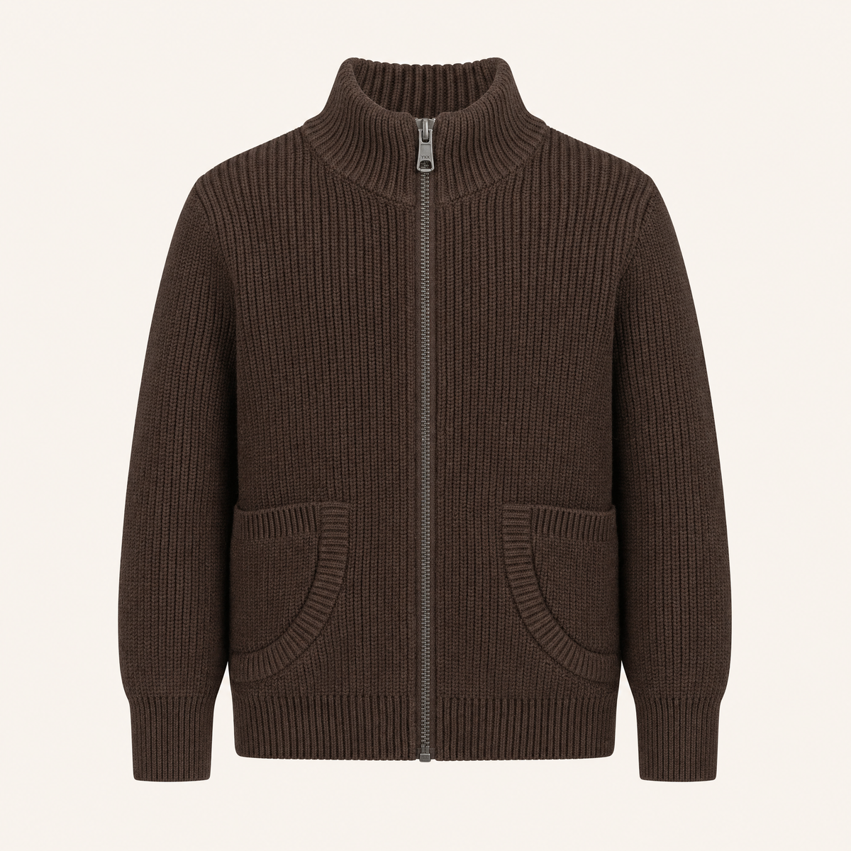 Jongens Ritsvest met Halfhoge Kraag Donkerbruin