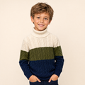Kinderen Kabelgebreide Coltrui met Colorblock - voorkant