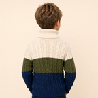 Kinderen Kabelgebreide Coltrui met Colorblock - achterkant
