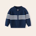 Jongens Gestreepte Rits Cardigan met Halfhoge Kraag - packshot