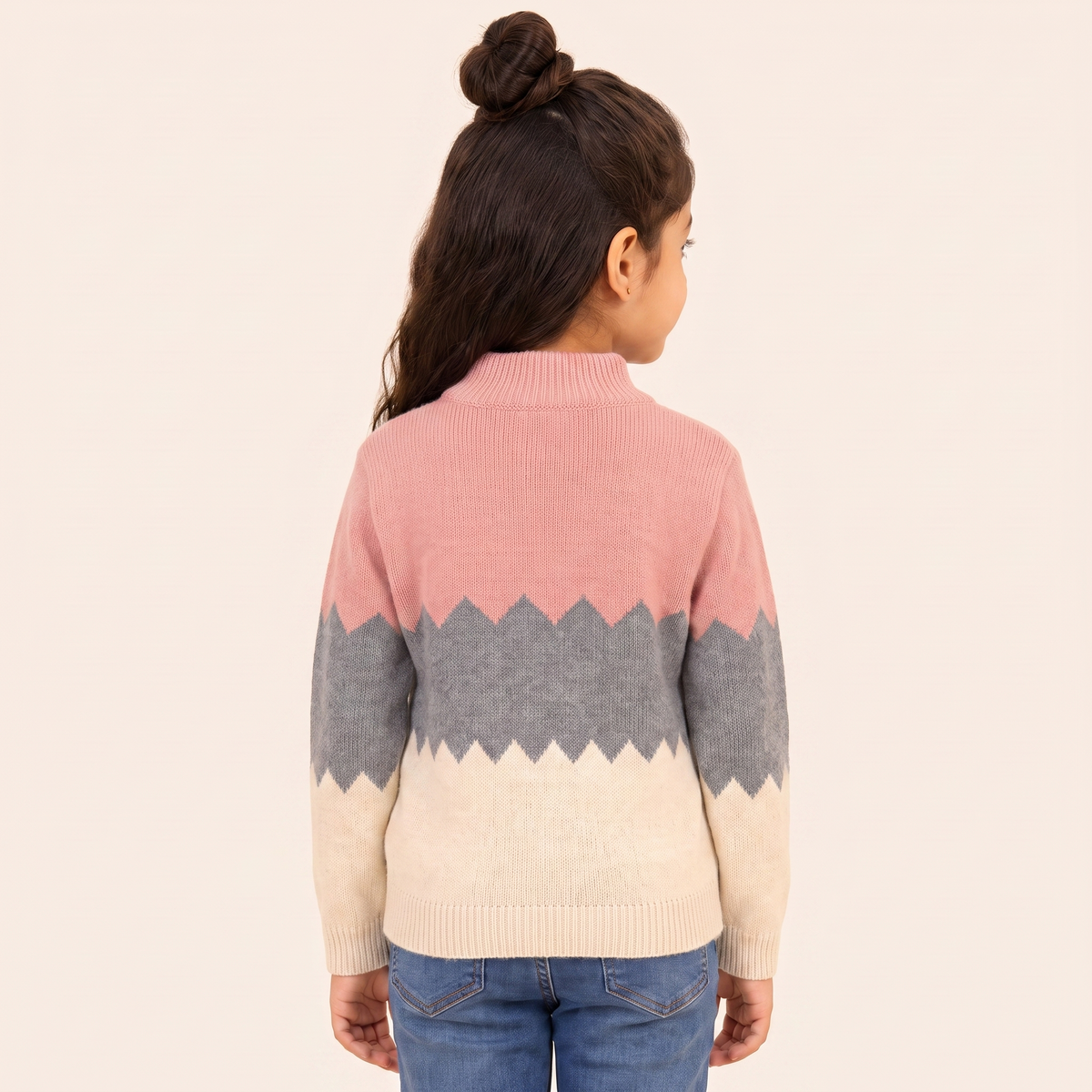 Meisjes Coltrui met Colorblock en Zigzagpatroon - achterkant