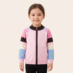 Meisjes Halfhoge Kraag Ritscardigan met Colorblock - voorkant
