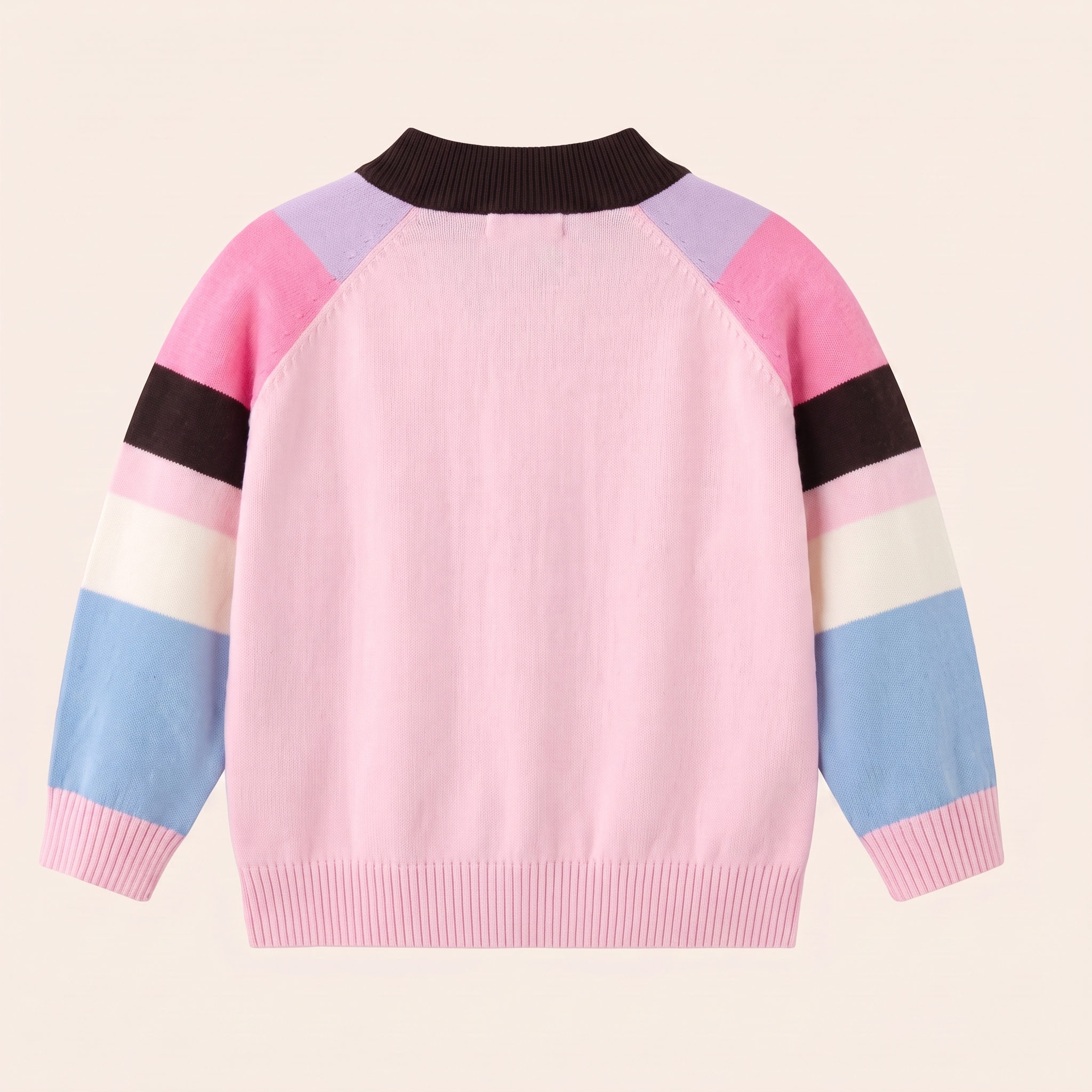 Meisjes Halfhoge Kraag Ritscardigan met Colorblock - packshot achterkant