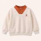 Jongens Sweatshirt met Contrasterende Kraag Beige