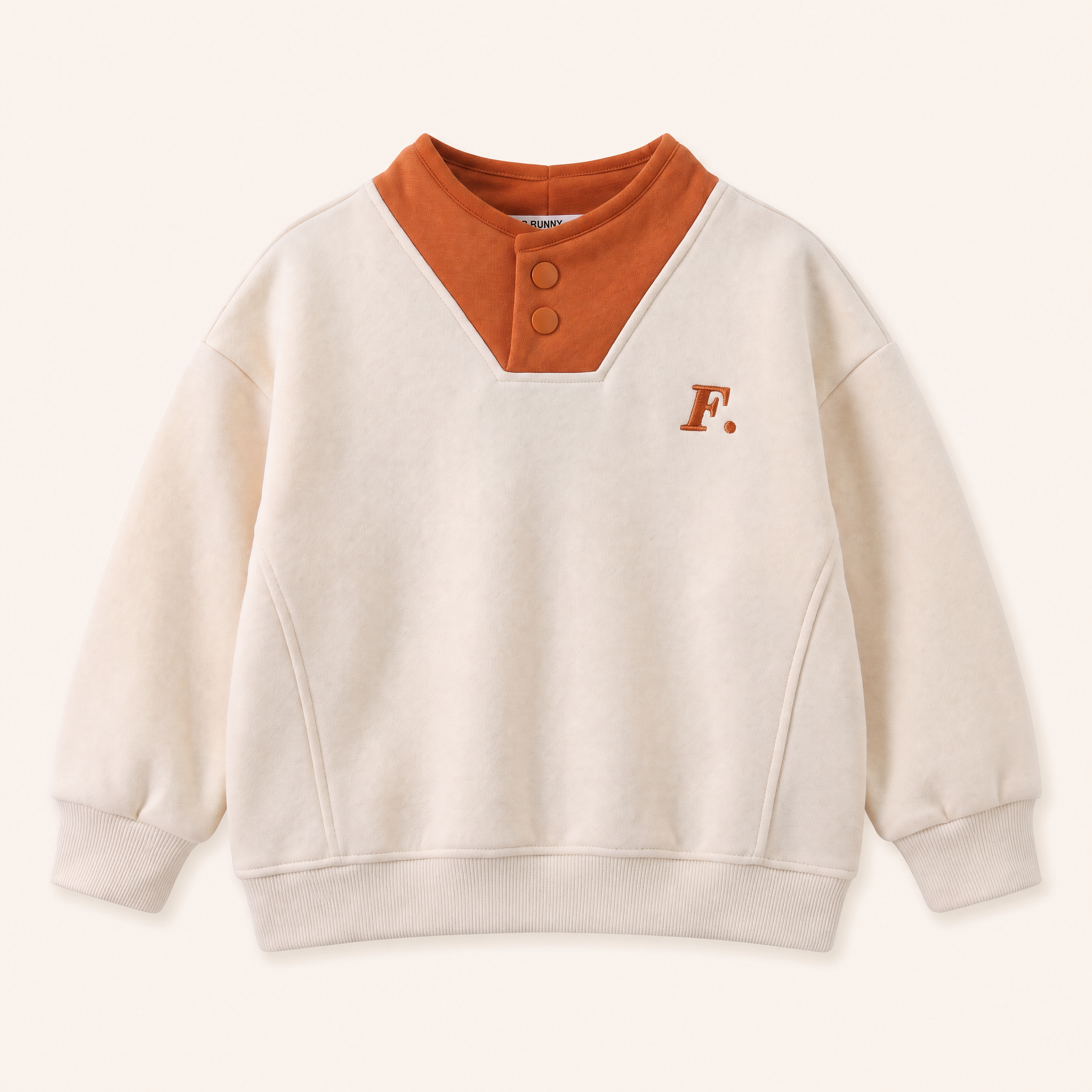 Jongens Sweatshirt met Contrasterende Kraag Beige