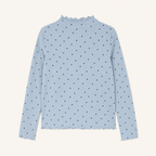 Meisjes longsleeve stippenprint mistblauw - productfoto achterkant
