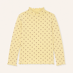 Meisjes longsleeve stippenprint mosterdgeel - productfoto voorkant