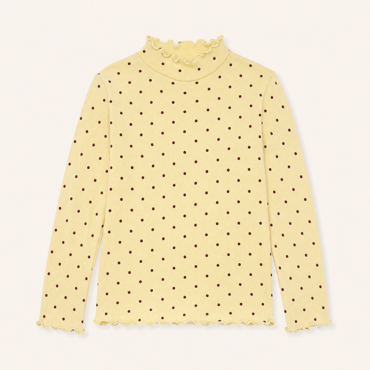 Meisjes longsleeve stippenprint mosterdgeel - productfoto voorkant