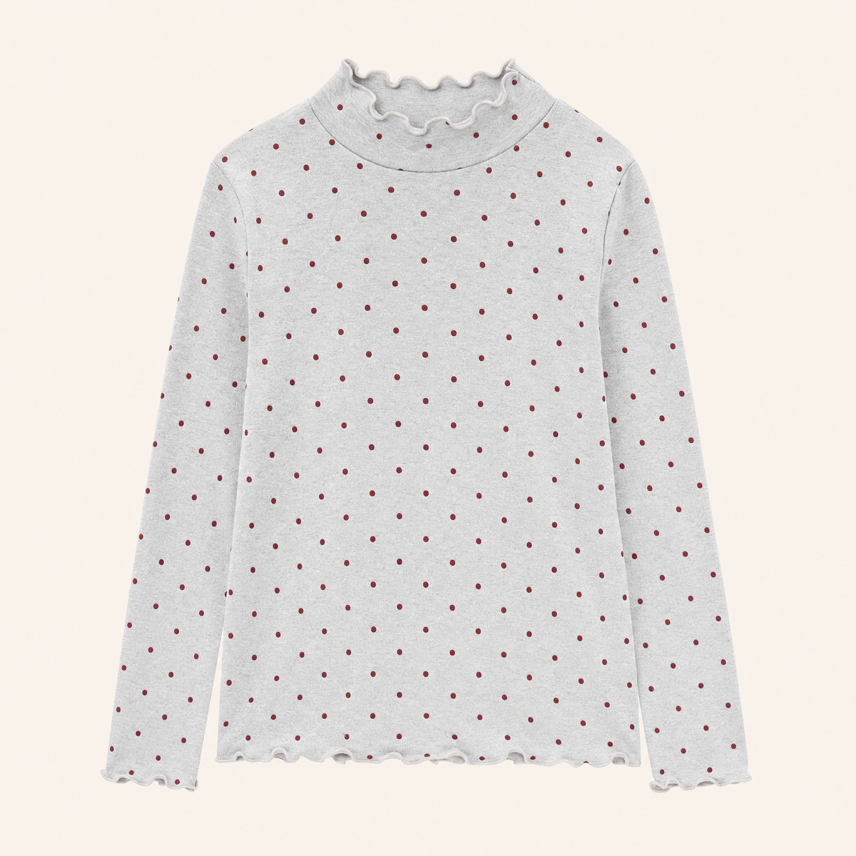 Meisjes longsleeve stippenprint grijs - productfoto voorkant