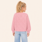 Meisjes vest met parelknoopjes roze achterkant model