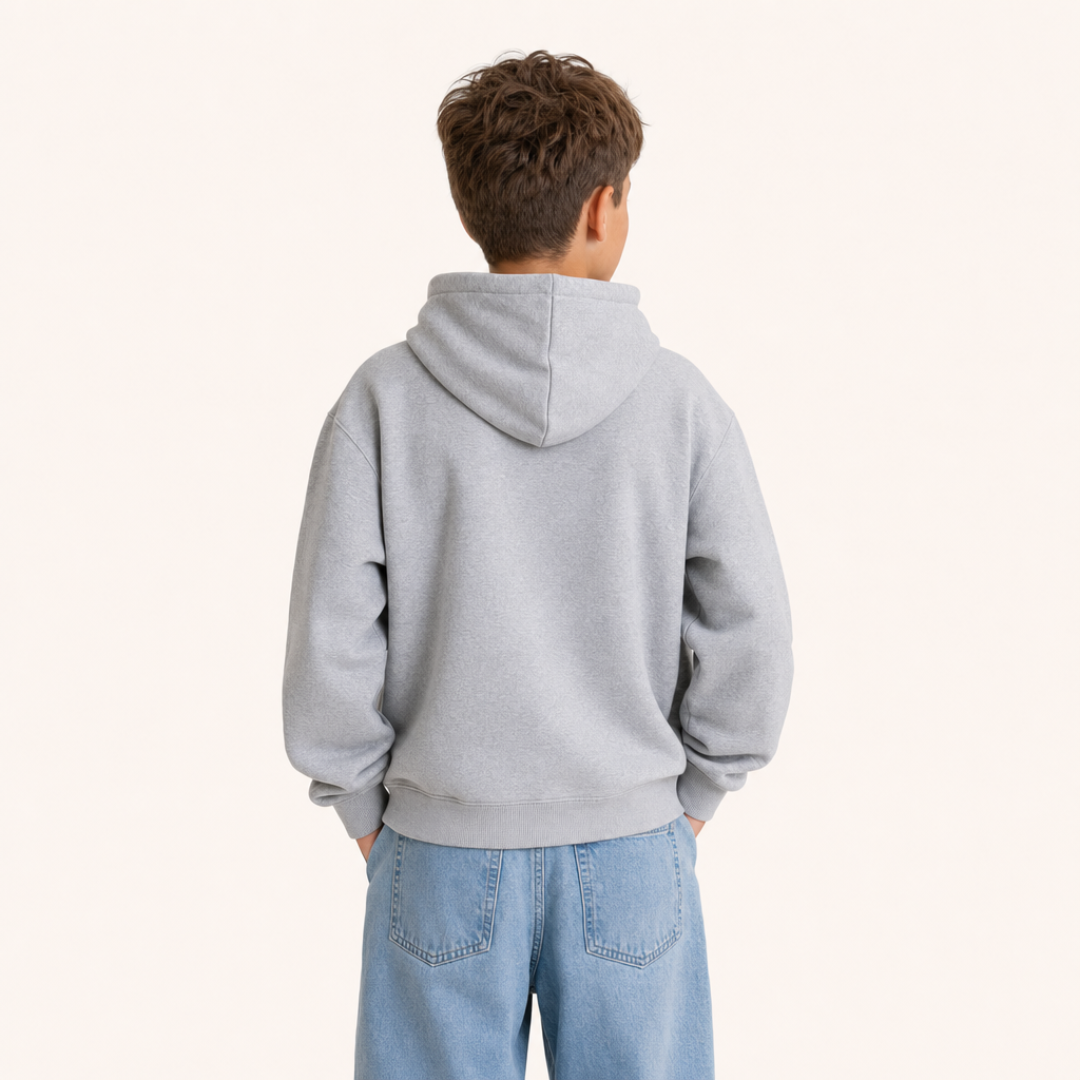 Jongens Basic Hoodie - Model achterkant