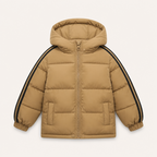 Gewatteerde jas met streepdetail - camel