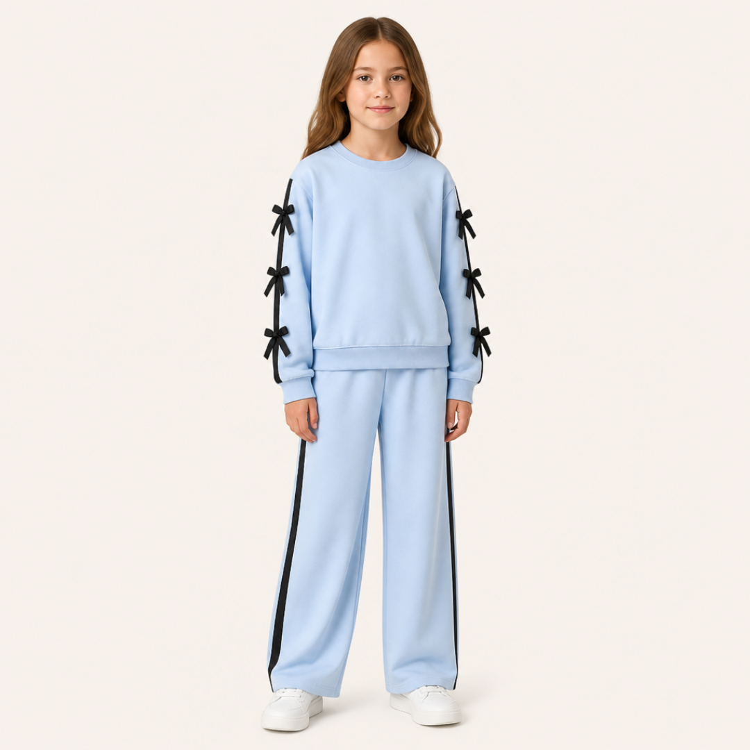 Meisjes Joggingset met Strikjes - model voorkant