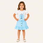 Meisjes 2-delige set met ruffle t-shirt en bloemetjesrok