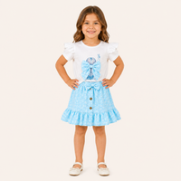 Meisjes 2-delige set met ruffle t-shirt en bloemetjesrok