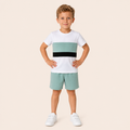 Jongens zomerset 2-delig – kleurblok t-shirt met mintgroene shorts