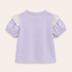 Meisjes T-shirt met Bloemenbordusel en Kanten Rand