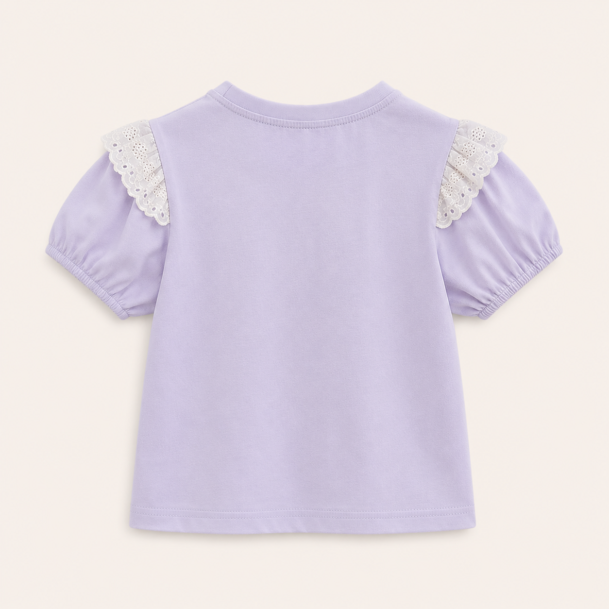 Meisjes T-shirt met Bloemenbordusel en Kanten Rand